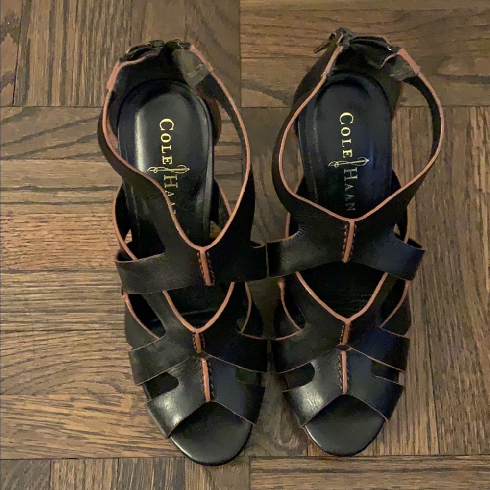 Cole Haan brown leather wedges